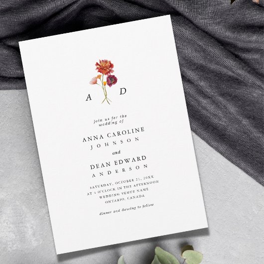 Herfst Wildflower Botanisch Monogram QR Code Bruil Kaart