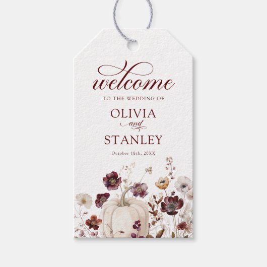 Herfst Wildflower bruiloft Welkom Cadeaulabel (Voorkant)