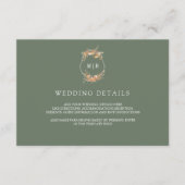 Herfst Wildflower Crest Sage Green Wedding Details Informatiekaartje (Voorkant)