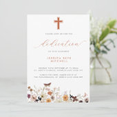 Herfst Wildflower Cross & Script Baby Toewijding Kaart (Staand voorkant)