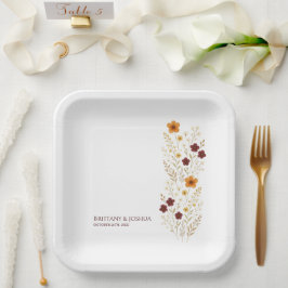 Herfst Wildflower Elegante Boho bruiloft Papieren Bordje