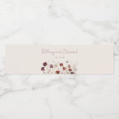 Herfst Wildflower Field Beige Wedding Waterfles Etiket (Enkel label)