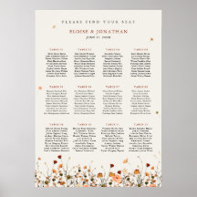 Herfst Wildflower Garden Boho Wedding Seating Char