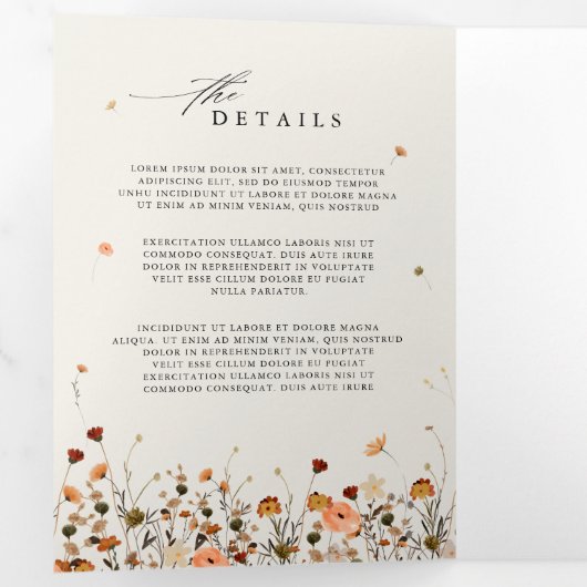 Herfst Wildflower Garden Botanische Boho chique br Drieluik Programma (Binnenzijde eerst)