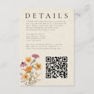 Herfst Wildflower Garden Botanische bruiloft Detai Informatiekaartje