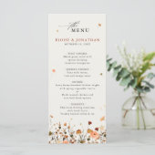 Herfst Wildflower Garden Floral Boho Chic bruiloft Menu (Staand voorkant)