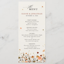 Herfst Wildflower Garden Floral Boho Chic bruiloft Menu