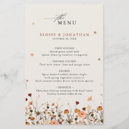 Herfst Wildflower Garden Floral Boho Wedding Menu