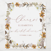 Herfst Wildflower Minimalistisch Vrijgezellenfeest Wijn Etiket (Enkel label)