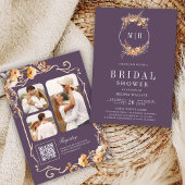 Herfst Wildflower QR Code Dusty Paarse Vrijgezelle Kaart