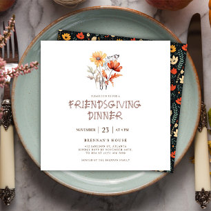 Herfst Wildflower Thanksgiving Friendsgiving Diner Kaart
