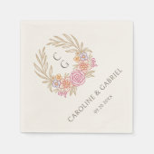 Herfst Wildflowers Kreeft Krans Monogram Huwelijk Servet (Voorkant)