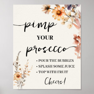 Herfst Wildflowers Pimp uw Prosecco bruiloft Poster