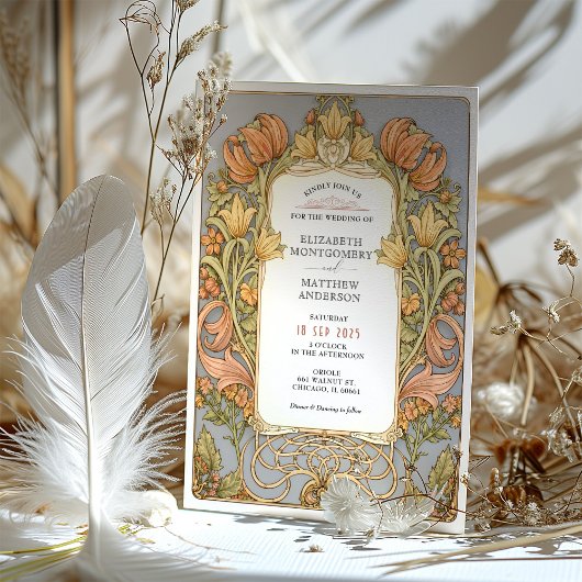 Herfst William Morris bruiloft uitnodiging