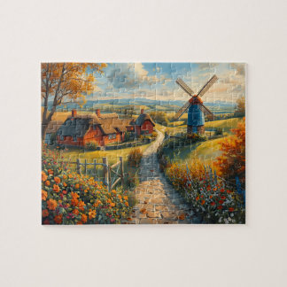 Herfst Windmolen Boerderij Cottage Bloemenpad Legpuzzel