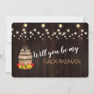 Herfst Wine Barrel... zal jij mijn Groomsman zijn? Kaart