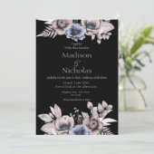 Herfst Winter Bloemen Donker Bruiloft uitnodiging (Staand voorkant)