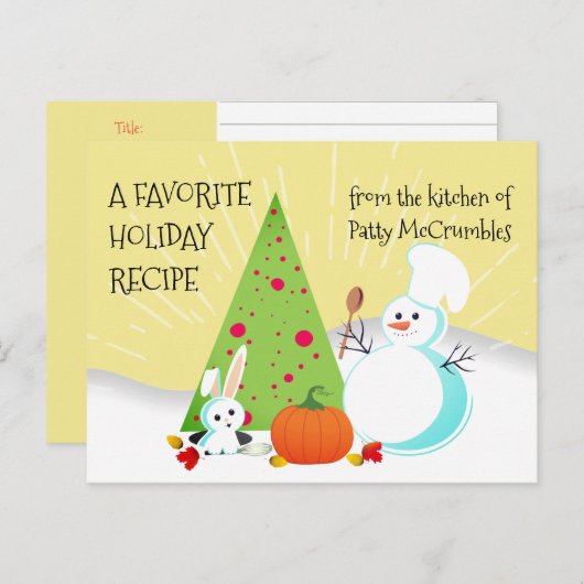 Herfst winter koken bakken vakantie receptkaarten feestdagenkaart (Voorkant / Achterkant)