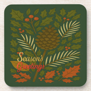 Herfst & Winter Mid Century Seizoen Groeten Bier Onderzetter