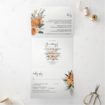 Herfst Winter Trouwfoto Tri-Fold Invitation