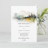 herfst winterberg meer bruiloft uitnodiging (Staand voorkant)