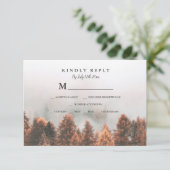 Herfst winterpijnbomen bos foto RSVP bruiloft (Staand voorkant)
