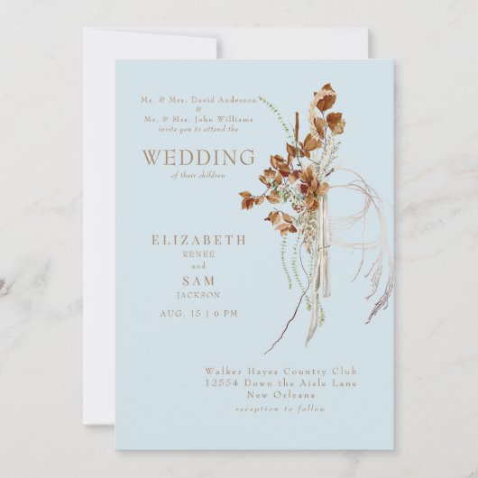 Herfst Wispy Boho Sky Blue Beide ouders Kaart (Voorkant)