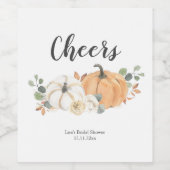 Herfst Wit Bloemen Pompoen Wijn Label Etiket (Enkel label)