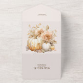 Herfst Wit Goud Glitter Pompoen Bruiloft All In One Uitnodiging (Buitenkant)