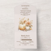 Herfst Wit Goud Glitter Pompoen Bruiloft All In One Uitnodiging (Binnen)