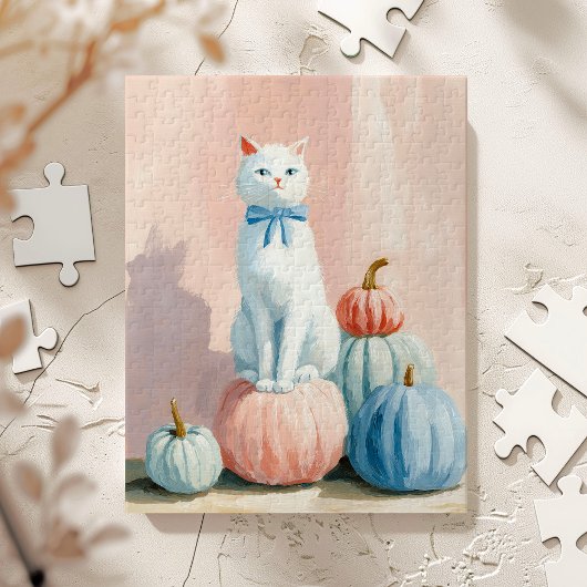 Herfst Wit kat met pompoenen Legpuzzel