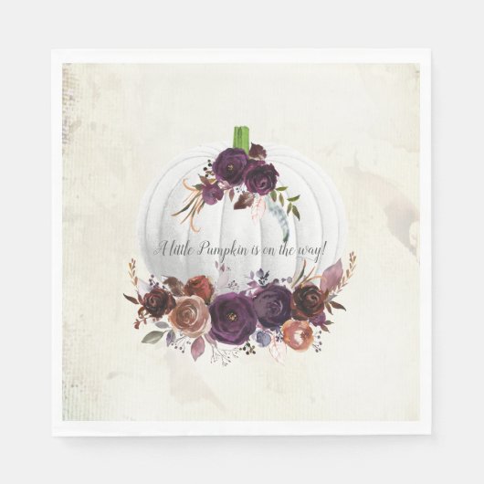 herfst wit pompoen paar Baby shower Servet (Voorkant)