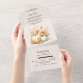 Herfst Witte Gouden Glitter Pompoen Trouwdag All In One Uitnodiging (Afscheurbaar)