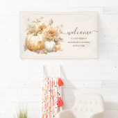 Herfst Witte Gouden Glitter Pompoen Trouwdag Spandoek (Insitu)