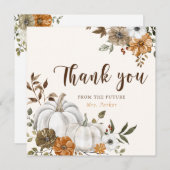 Herfst Witte Pompoen Bruiloftsontvangst Bedankkaart (Voorkant / Achterkant)