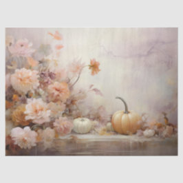 Herfst Witte Pompoenen Bloemen Decoupage Tissuepapier
