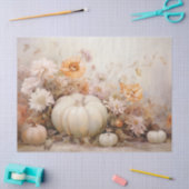 Herfst Witte Pompoenen Bloemen Decoupage Tissuepapier (Craft)