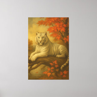 Herfst Witte Tijger – Fine Art Canvas Afdruk