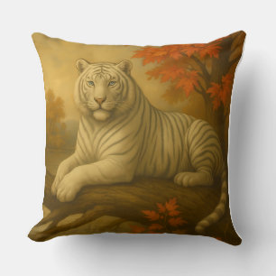 Herfst Witte Tijger – Fine Art Canvas Kussen