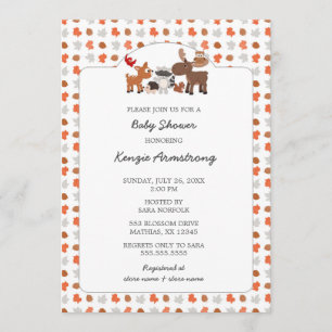 Herfst Woodland Animals Baby shower Invita Kaart