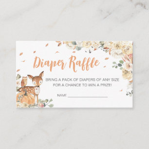Herfst Woodland Animals Baby shower Luier Raffle Informatiekaartje