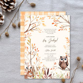 Herfst Woodland Animals Rustic Owl Baby shower Kaart