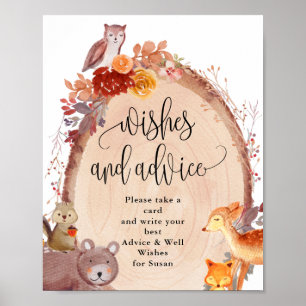 Herfst Woodland Animals Wishes and Advice Sign Poster