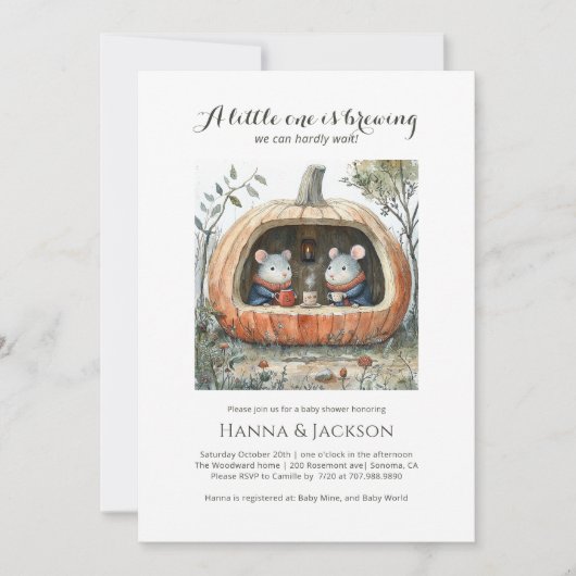 Herfst woodland Baby shower Kaart (Voorkant)