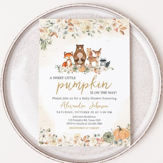 Herfst Woodland Baby shower Kaart