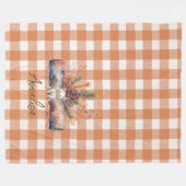 Herfst Woodland Beer Rustic Gingham gepersonalisee Fleece Deken (Voorkant (Horizontaal))