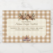 Herfst Woodland Botanicals Brown Gingham Voedselcontainer Etiket (Enkel label)