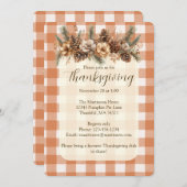Herfst Woodland Botanicals Gingham Thanksgiving Kaart (Voorkant / Achterkant)