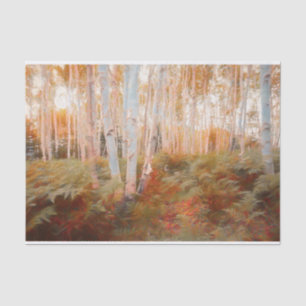 Herfst Woodland Fern Forest Birch Trees Art Tissuepapier
