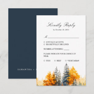 Herfst Woodland, Herfstbos, Pijnbomen RSVP-kaart RSVP Kaartje